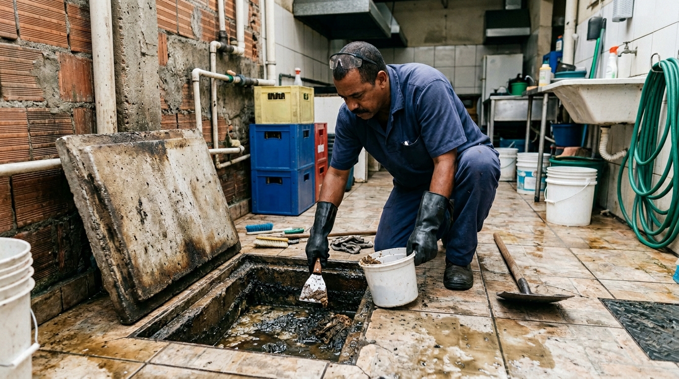 Limpeza de caixa de gordura residencial em Nova Iguaçu‑RJ