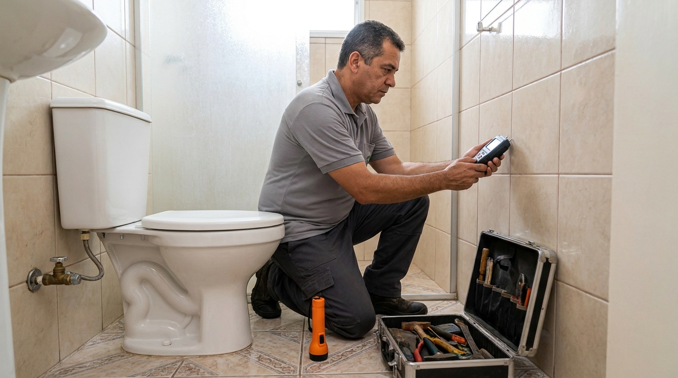 Técnico de caça vazamento com detector em Nova Iguaçu‑RJ